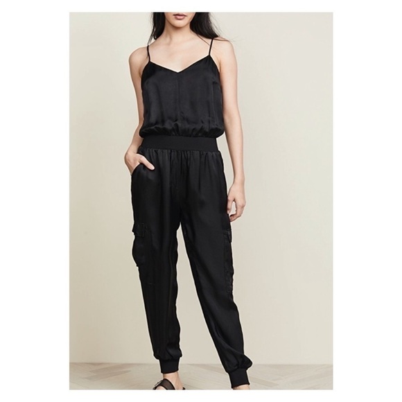 CINQ A SEPT Amia Twill Elastic Waist Jumpsuit Navy Blue Medium Cinq a Sept - Picture 3 of 7